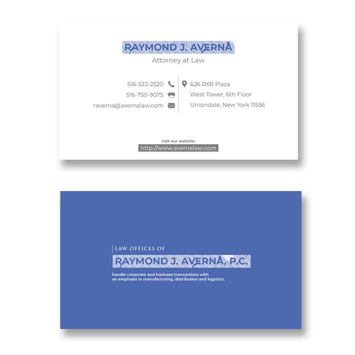 Business Card for Attorney Company