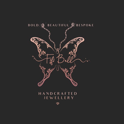 Dainty butterfly logo for Fifi Bell - handcrafted jewellery brand