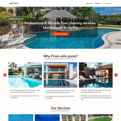 Website design for a Swimming pool maintainence and repair company