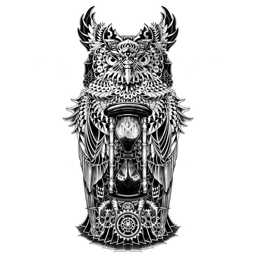 Polynesian Owl Tattoo Design