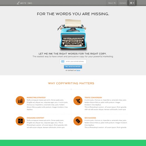 Help writeinks with a new landing page