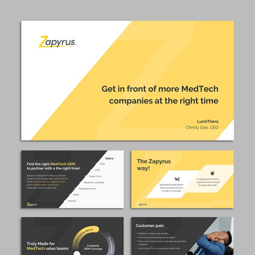 Presentation design for a sales company in the MedTech sector