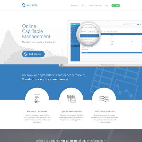 Creating a website design for sellside.io