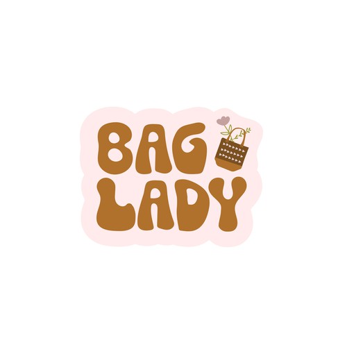 Sticker design with a custom made typography for a handmade bags and accessories artist
