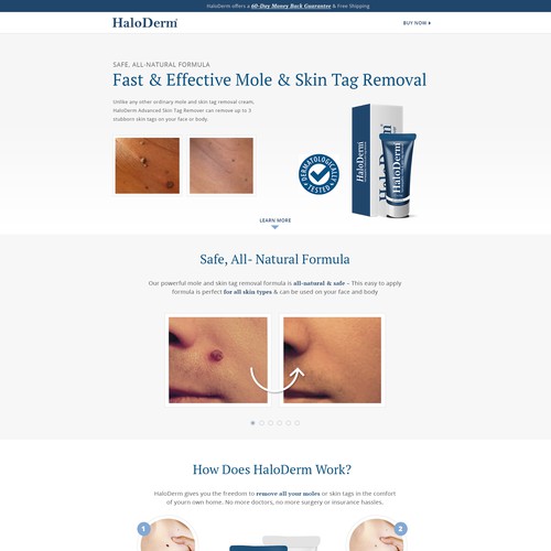 Landing Page for Skin Product