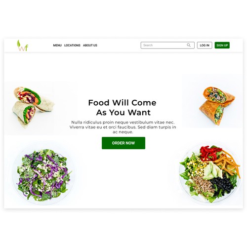 Landing Page Design for Healthy Fast Casual Dining Concept