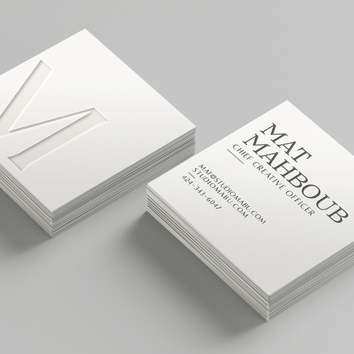 Squar Card, with minimal design. Deboosed Logo