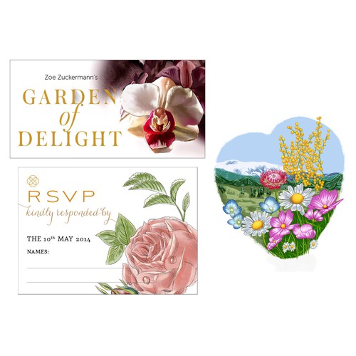 Various illustrated floral designs