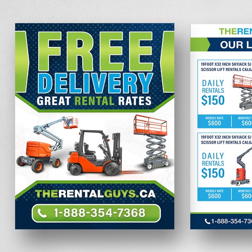 Direct mail 8.5x11 brochure for online equipment rental company