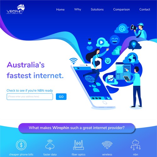 Wirephin Landing Page Design