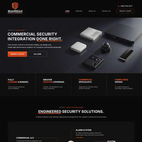 High-End Commercial Security Integrator Website Design (Access Control, CCTV, Systems)