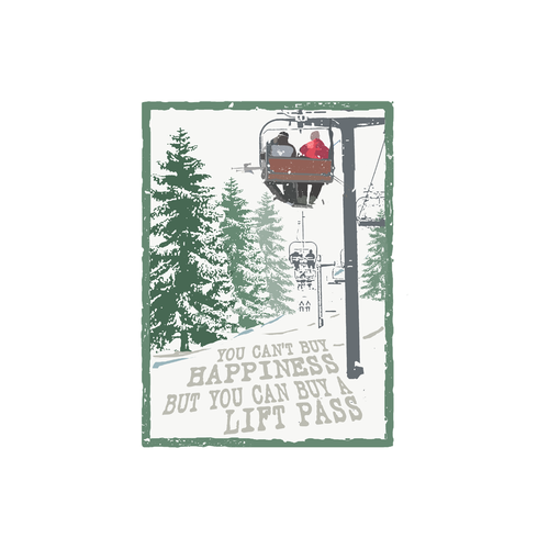 Skiing design illustration for t-shirt