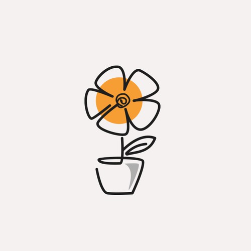 Modern line art flower logo design