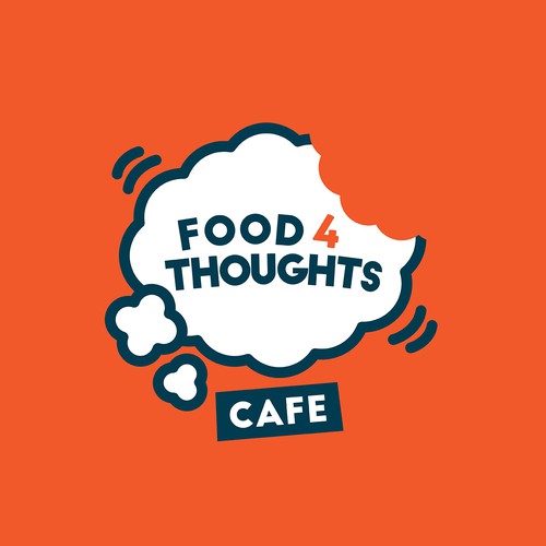 Create a logo for Food for Thoughts that will make poeple think.