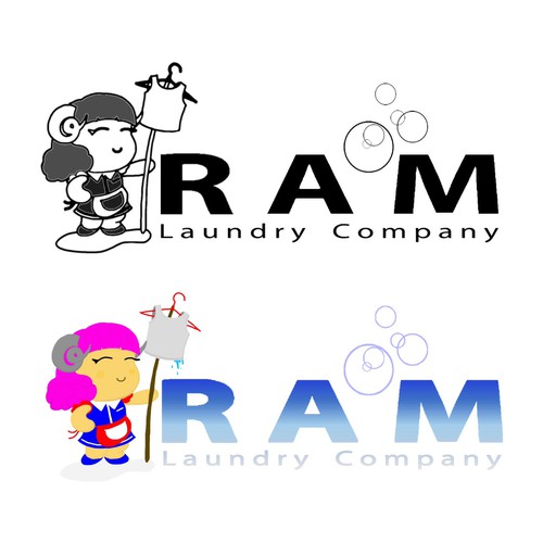 Create our company logo and a fun, ornery baby ram character for our laundry company