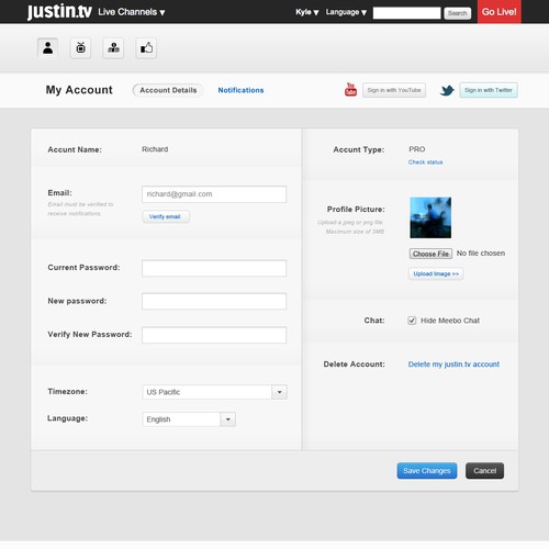 App Design Concept for Justin.tv