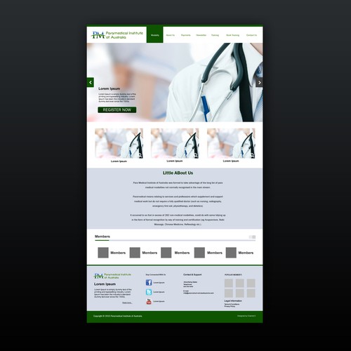 Webpage design for Para Medical Institute of Australia