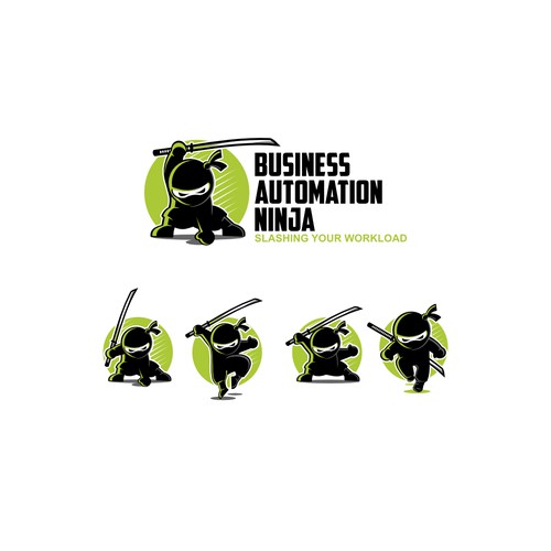 Cartoon Ninja Logo and Business Card