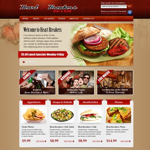 New website design wanted for Heart Breakers Bar and Grill