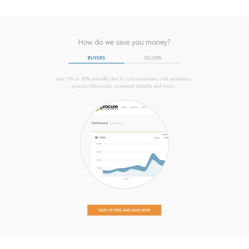 We need a simple landing page for a business purchasing web app.