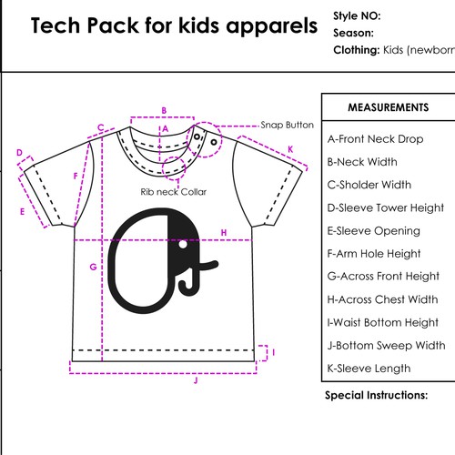 Tech Pack for kids Apparel