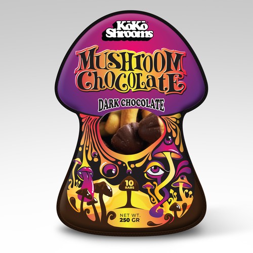 mushroom chocolate packaging