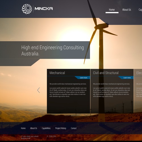 Website design concept for an engineering consulting firm.