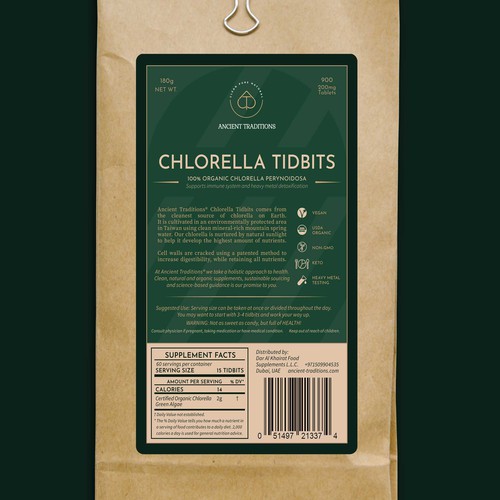 Chlorella Tidbits label