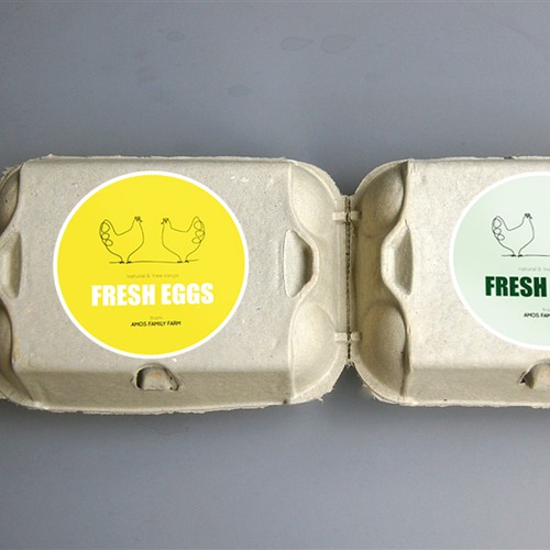 Egg carton label for Amos Family Farm