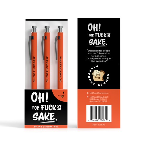 Bold and Snarky Pen Packaging for 'Oh! For F*ck's Sake' Ballpoint Set