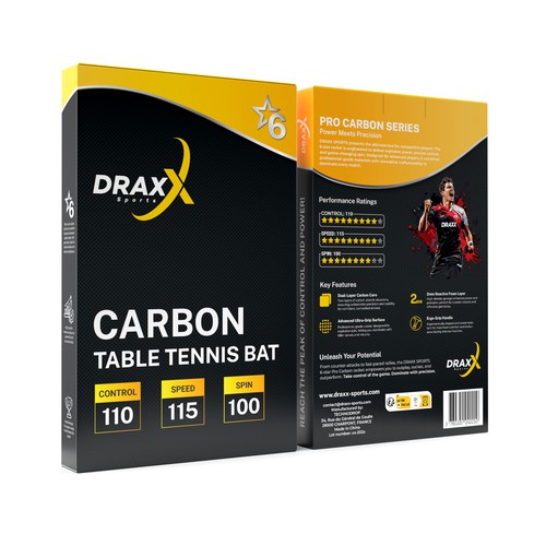 Premium Box Design for DRAXX Sports 6-Star Carbon Table Tennis Bat