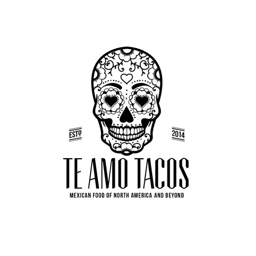 Create a Mexican food blog logo with skull 