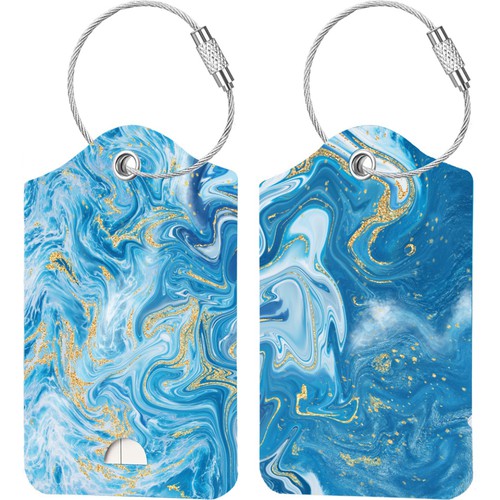 Design Beach Abstract Printed on Leather Luggage Tag