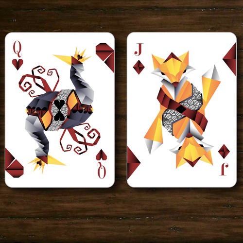 Origami-inspired playing cards