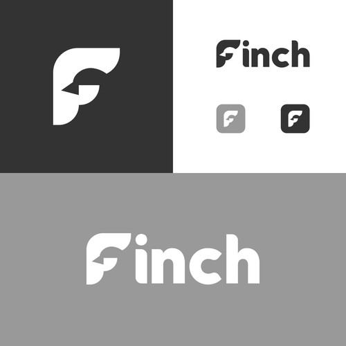 Letter F Finch Bird Logo