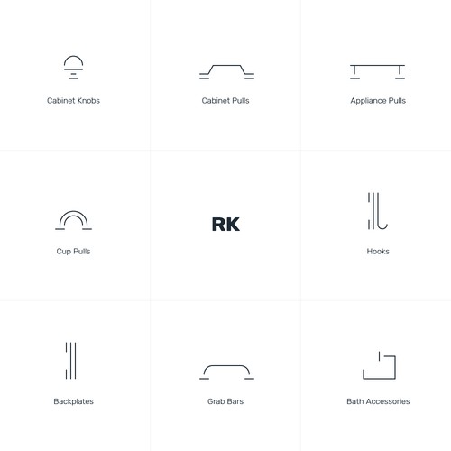 Minimalist icons design for doornob and bathroom accessories company