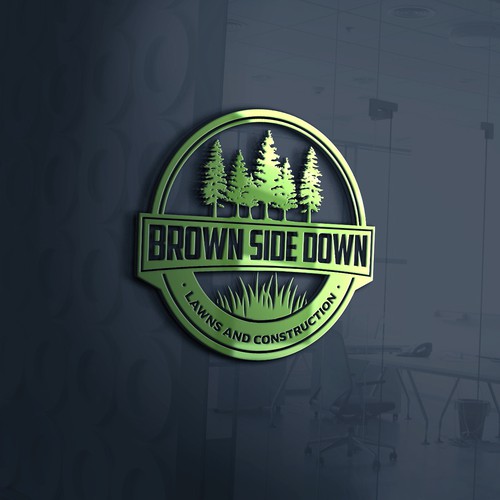 Lawns & Landscape construction Logo for Brown Side Down Lawns and Construction Brand