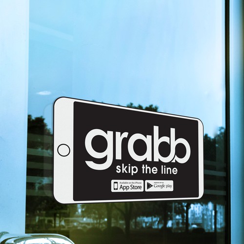 a captivating restaurant window sticker for Grabb