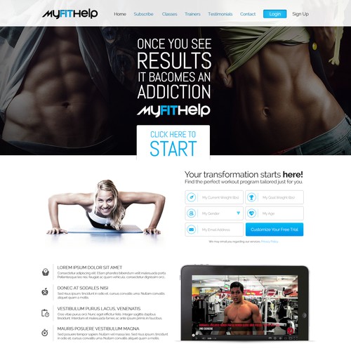 Create design for Fitness themed website.