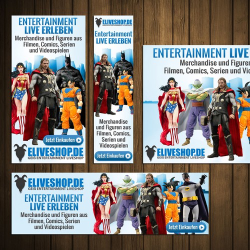 Advertising banners for Online Shop Merchandise and Figures