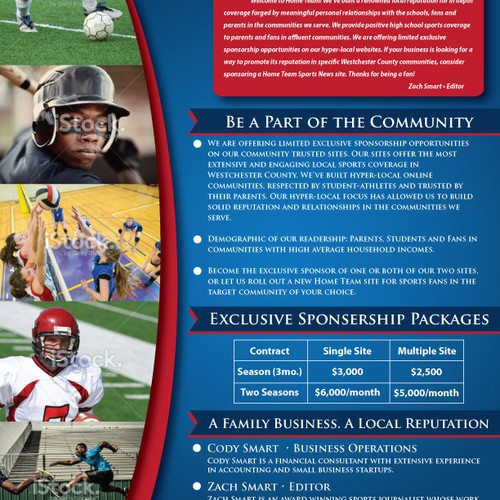 Create a Sponsorship brochure for a local sports news outlet
