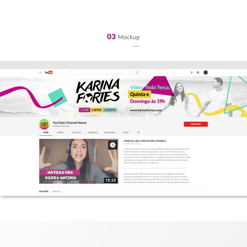 Fun and stylish Youtube cover banner for Karina Fortress channel