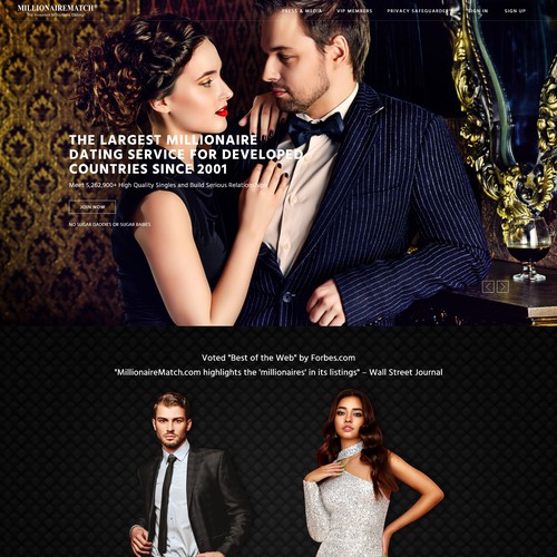 Luxury web design for our dating site homepage