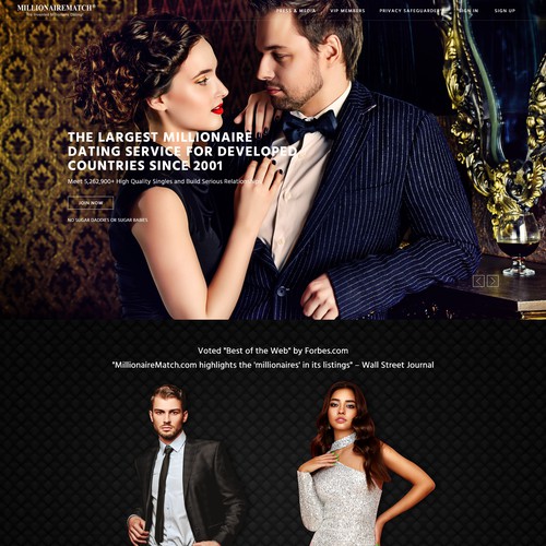 Luxury web design for our dating site homepage