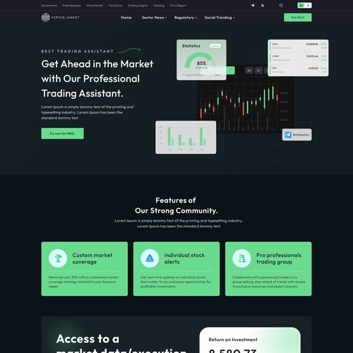 Landing page for Trading Group
