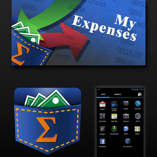 Personal Finance Android App Launcher Icon and Promotion Image