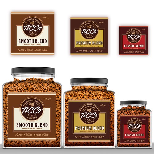 Product labels for TiCCo The Instant Coffee Company (Victoria, Australia)