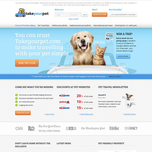 website design for Takeyourpet.com relaunch