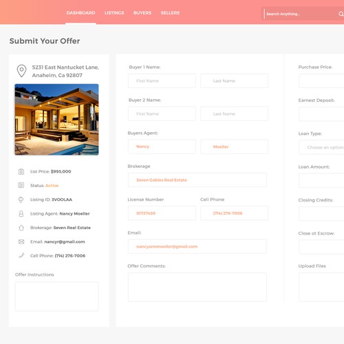Management application for real estate agents to manage their listings
