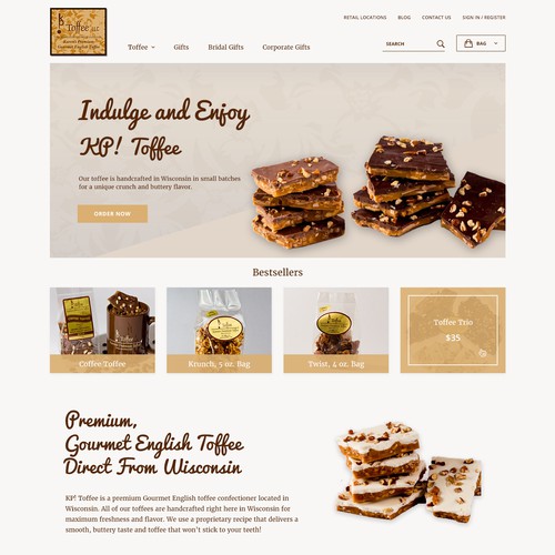 Wordpress theme design for KP Toffee